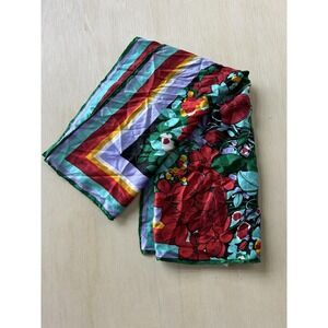 Vintage VEA Scarf Womens One Size Multicolor Floral 100% Silk Square Neck Wrap